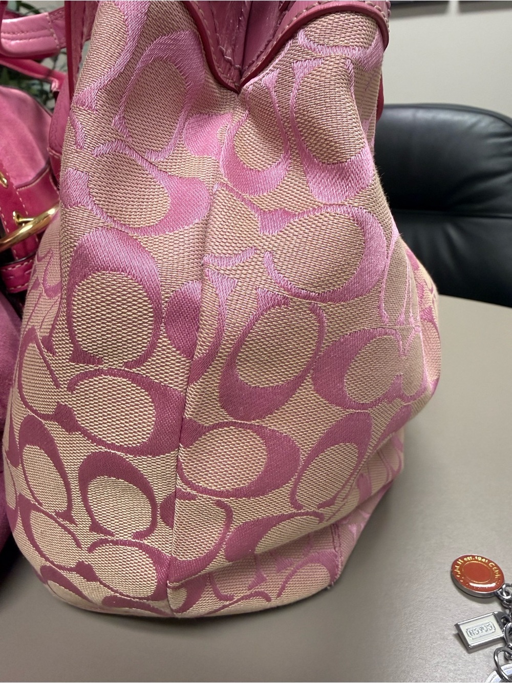 2010 Coach Pink Soho Signature Canvas Tote with Leather Trim - Picture 4 of 14